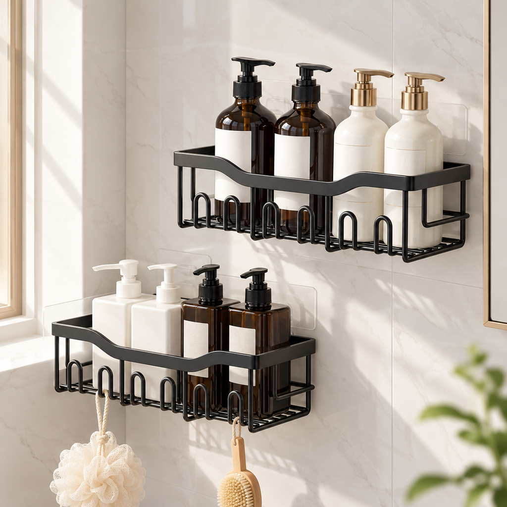 Set organizadores adhesivos ducha 5 piezas